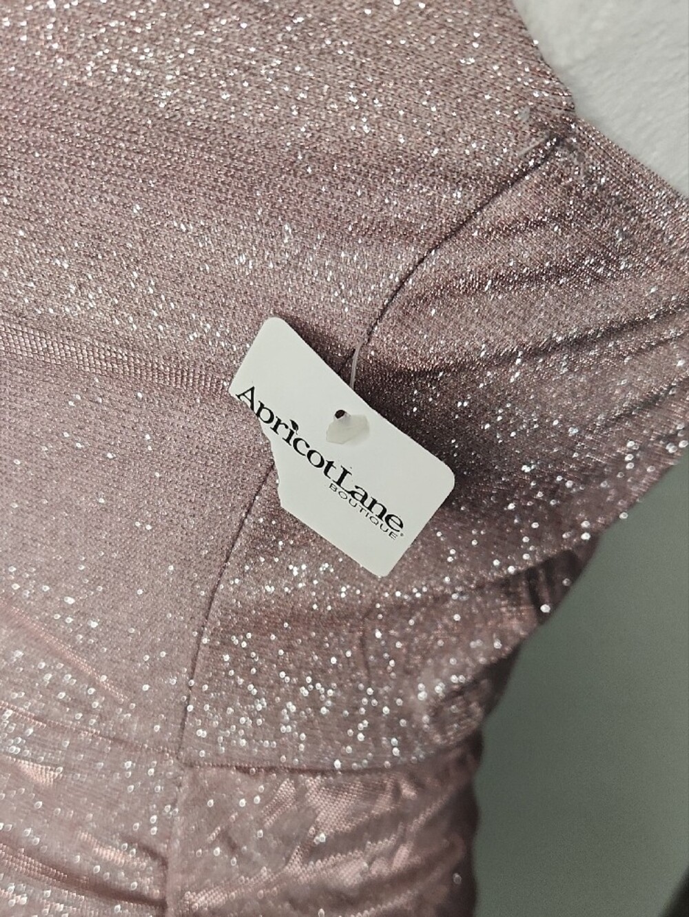 Lovesome Apricot Lane Strapless Metallic Mauve Ruched Bodycon Dress Sparkly Rose - Picture 6 of 7